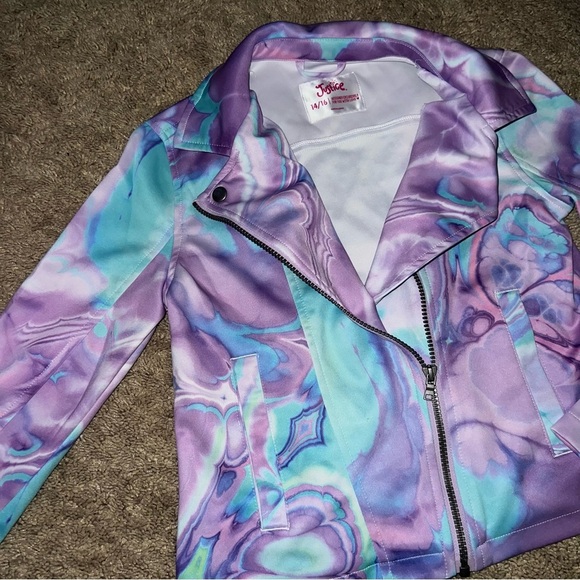 Justice Jacket Purple and Blue Swirly Pattern Size 14/16 - Picture 4 of 10